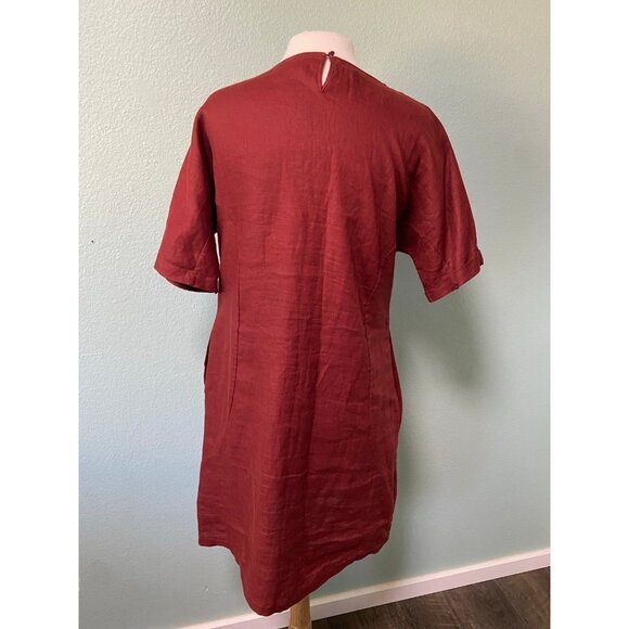 Elk French 100% Linen Midi Shirt Short Sleeves Copper Dress Size‎ 8 - Picture 2 of 11